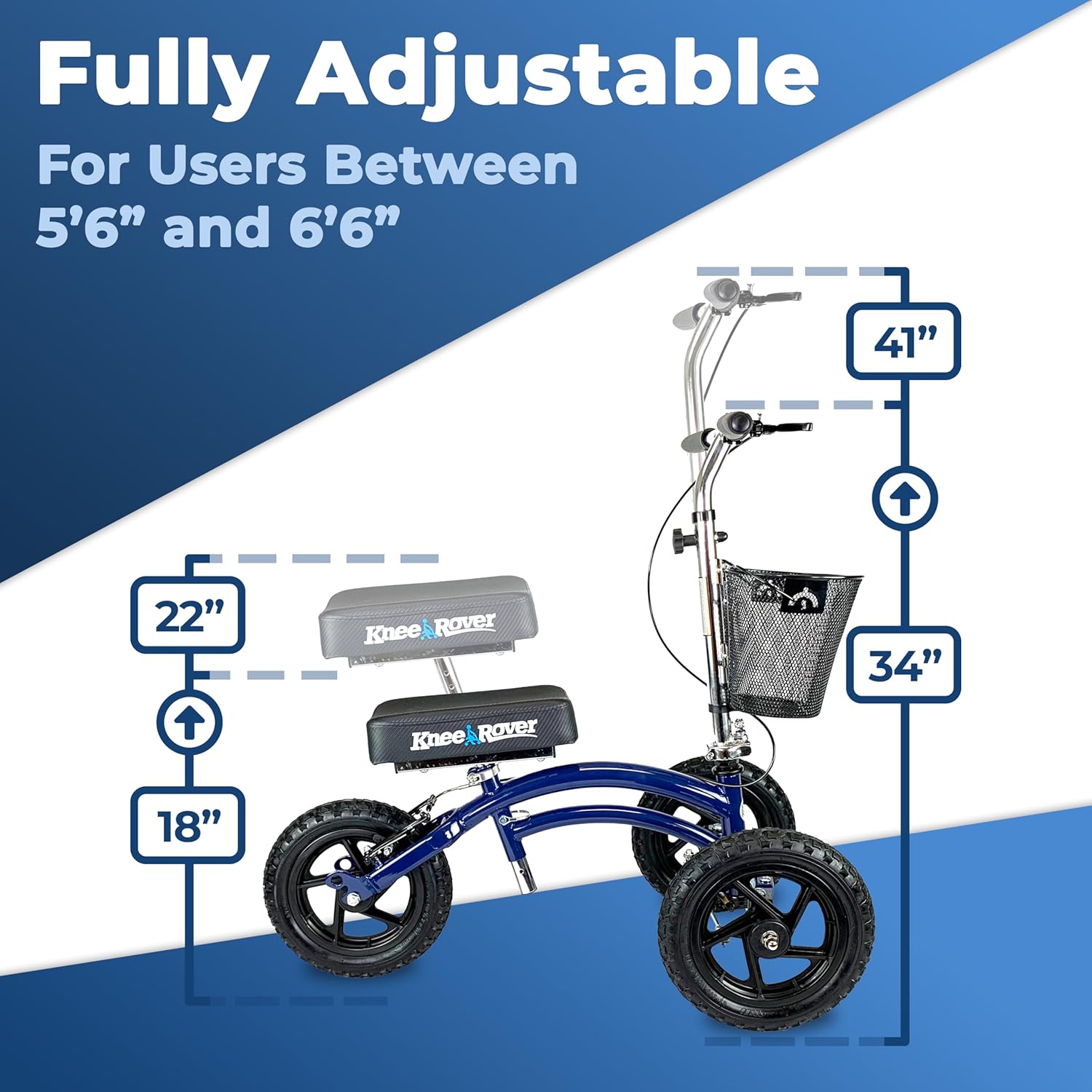 KneeRover Original Steerable All-Terrain Knee Scooter, Foldable Knee Walker Aid

