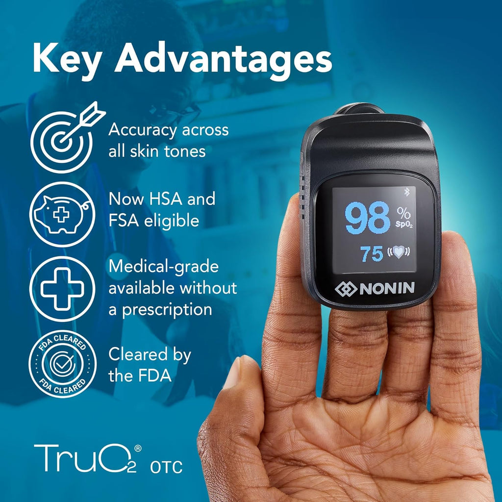 Nonin TruO2 OTC Pulse Oximeter 3250 Fingertip SpO2 Monitor, FDA Cleared

