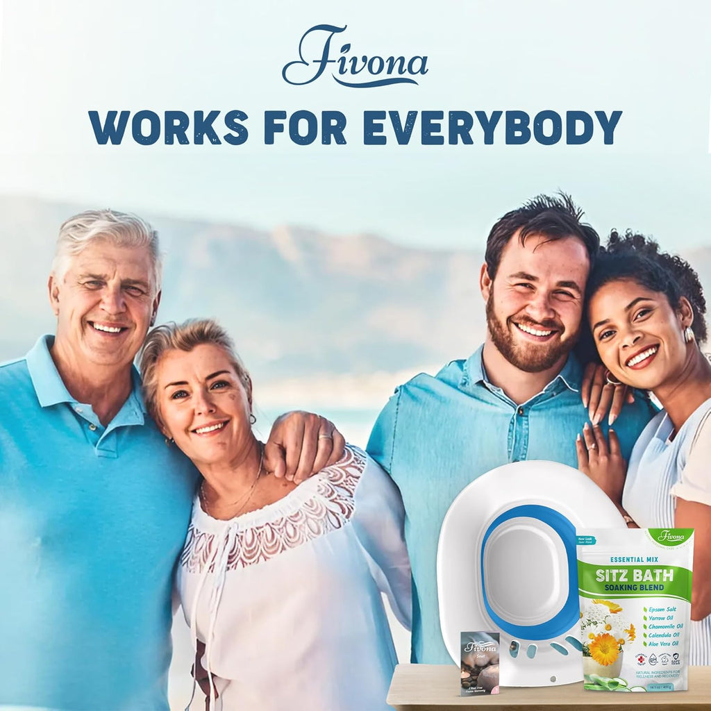 Fivona Sitz Bath Soak Kit Over Toilet Seat with Epsom Salt and Essential Oils

