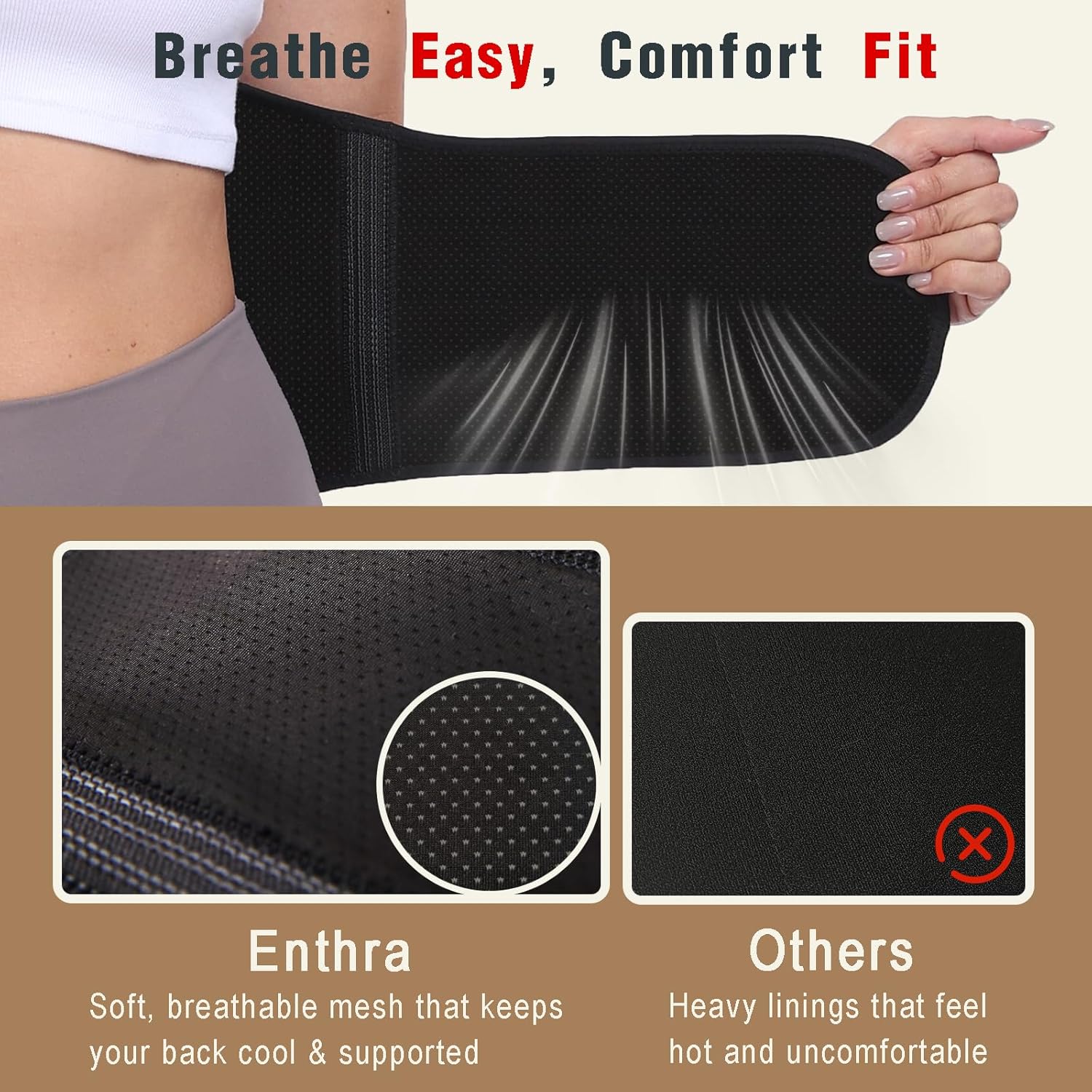 Copper Back Brace for Lower Back Pain Relief Lumbar Support Posture Pad

