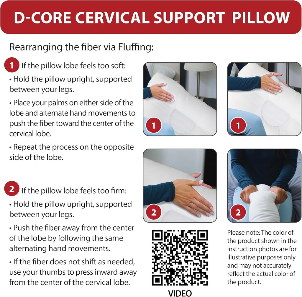 Core Products D-Core Cervical Support Pillow with Neck Roll, Firm Orthopedic

