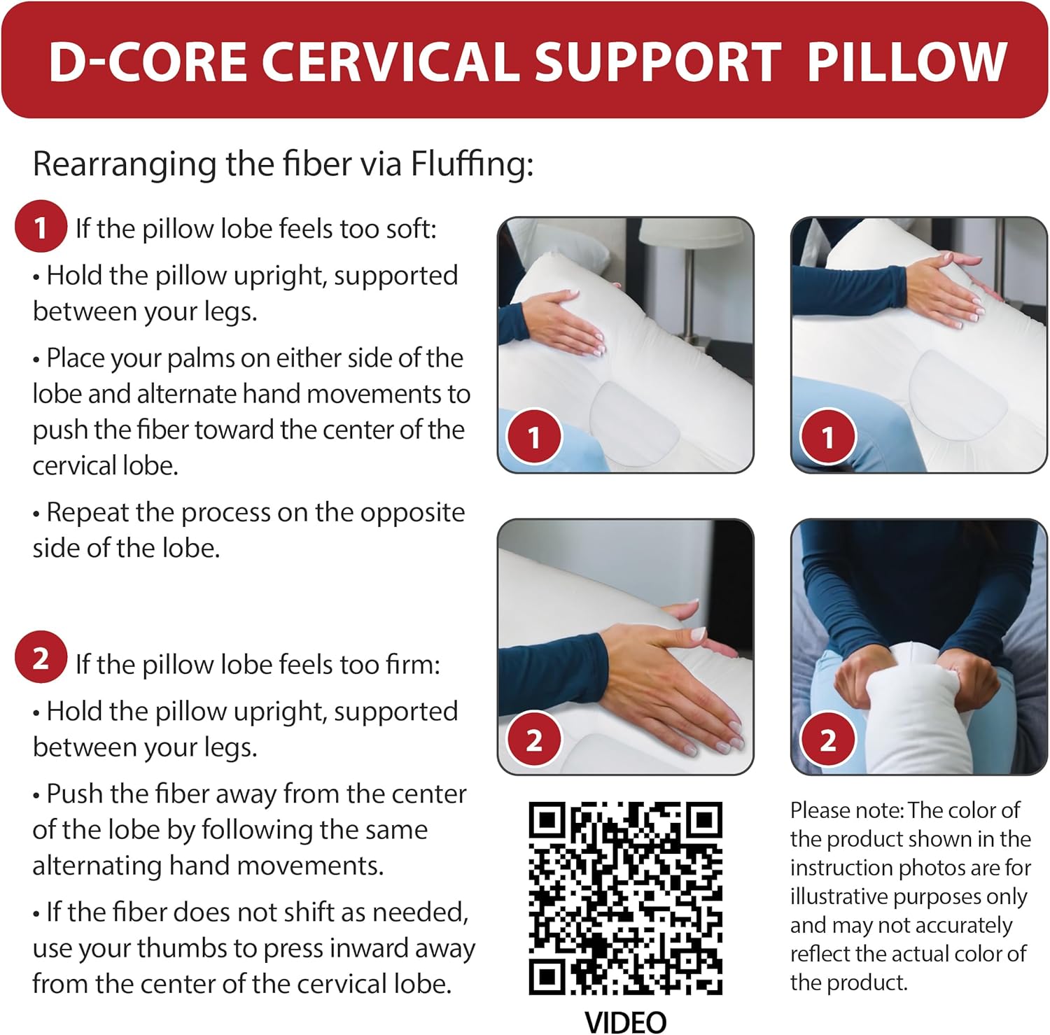 Core Products D-Core Cervical Support Pillow with Neck Roll, Firm Orthopedic


