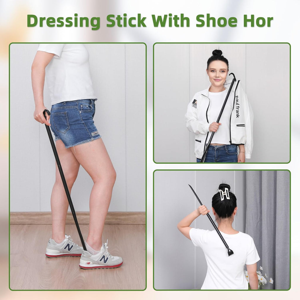 Compression Sock Aid Device with Dressing Stick for Easy On Compression Hosiery

