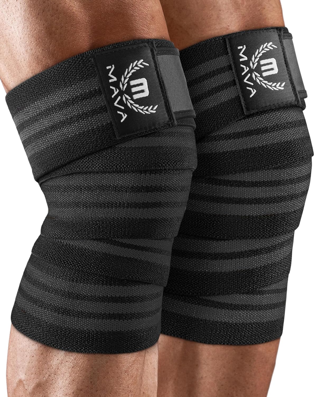 Mava Sports Knee Wraps Pair, 72 in Elastic Compression Support for Squats & Lifting

