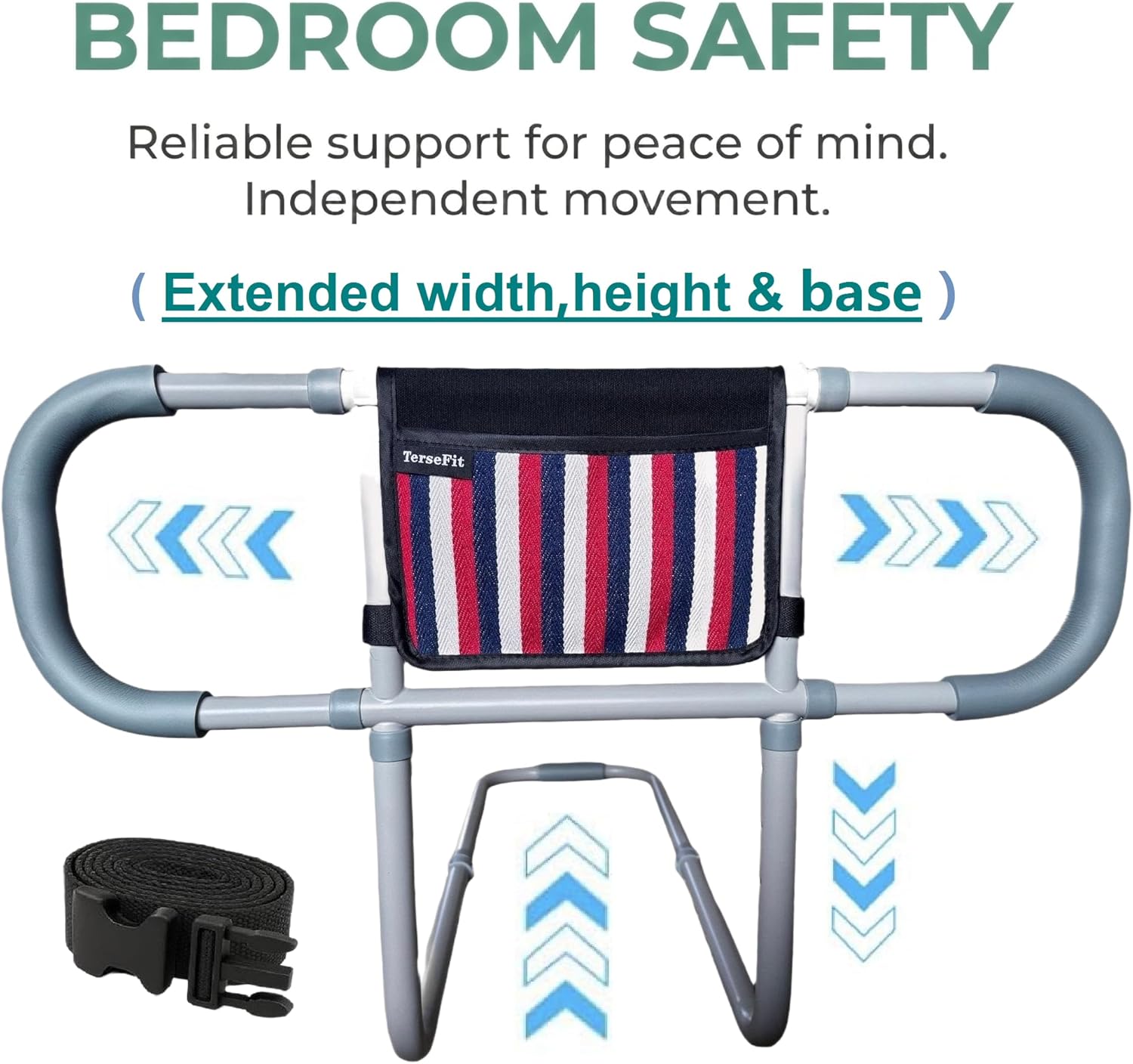 Bed Safety Assist Handle for Seniors, Adjustable Grab Bar, 350 lb Load

