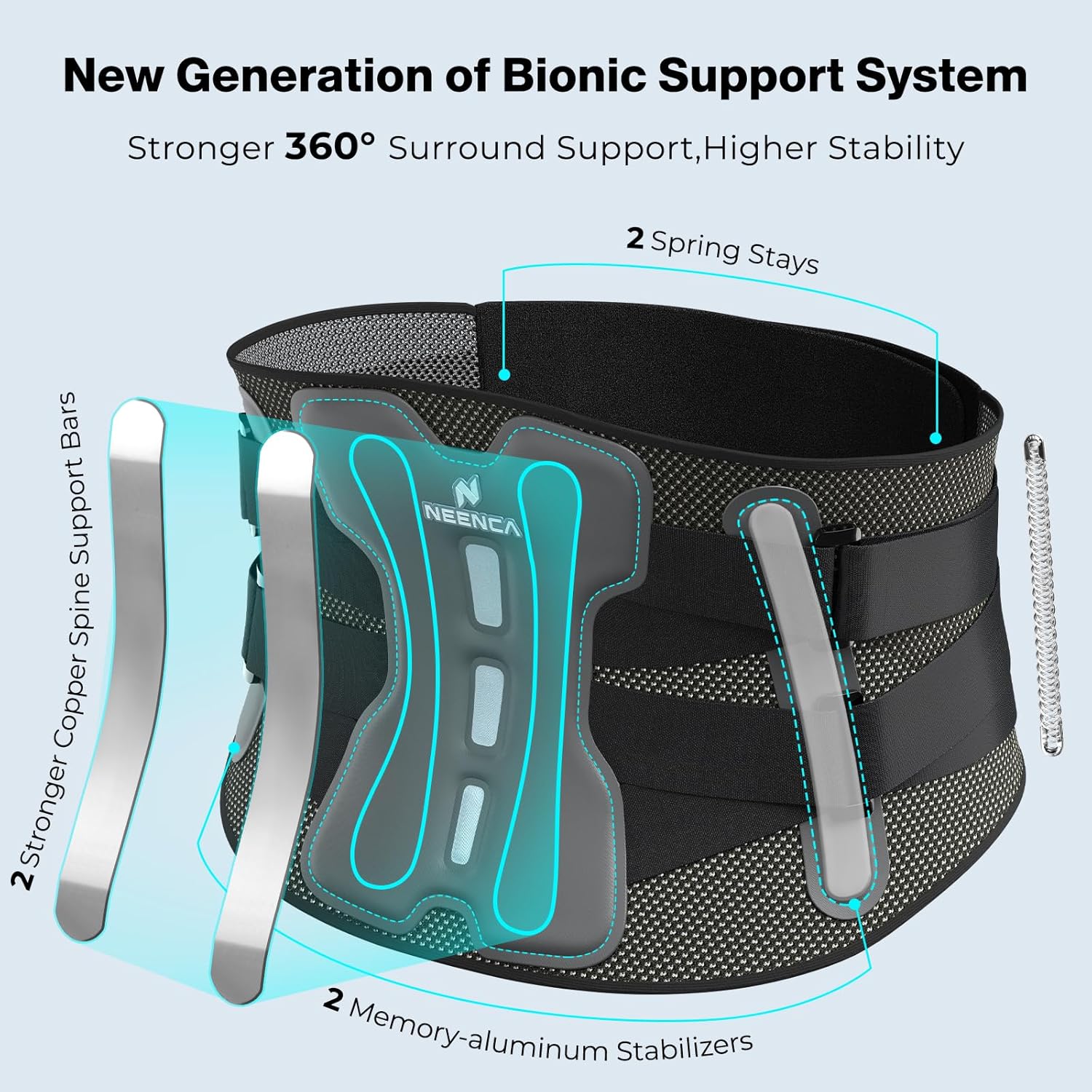 NEENCA Adjustable Lumbar Back Brace Support Belt with Bionic Lumbar Pads

