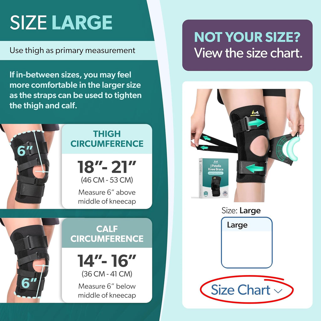 BraceAbility J Patella Knee Brace Lateral Stabilizer with J-Strap Support


