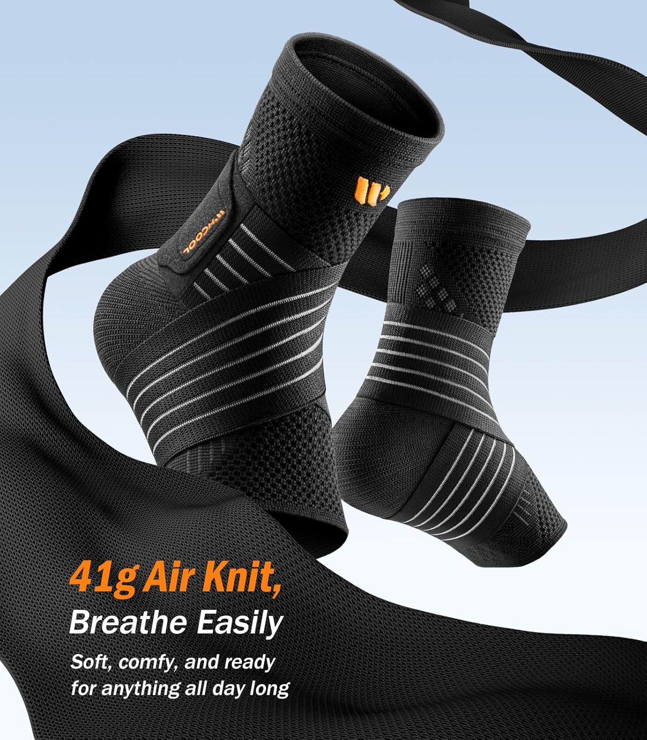 Low-Profile Ankle Compression Sleeve with Wide Strap, Plantar Fasciitis Foot Support

