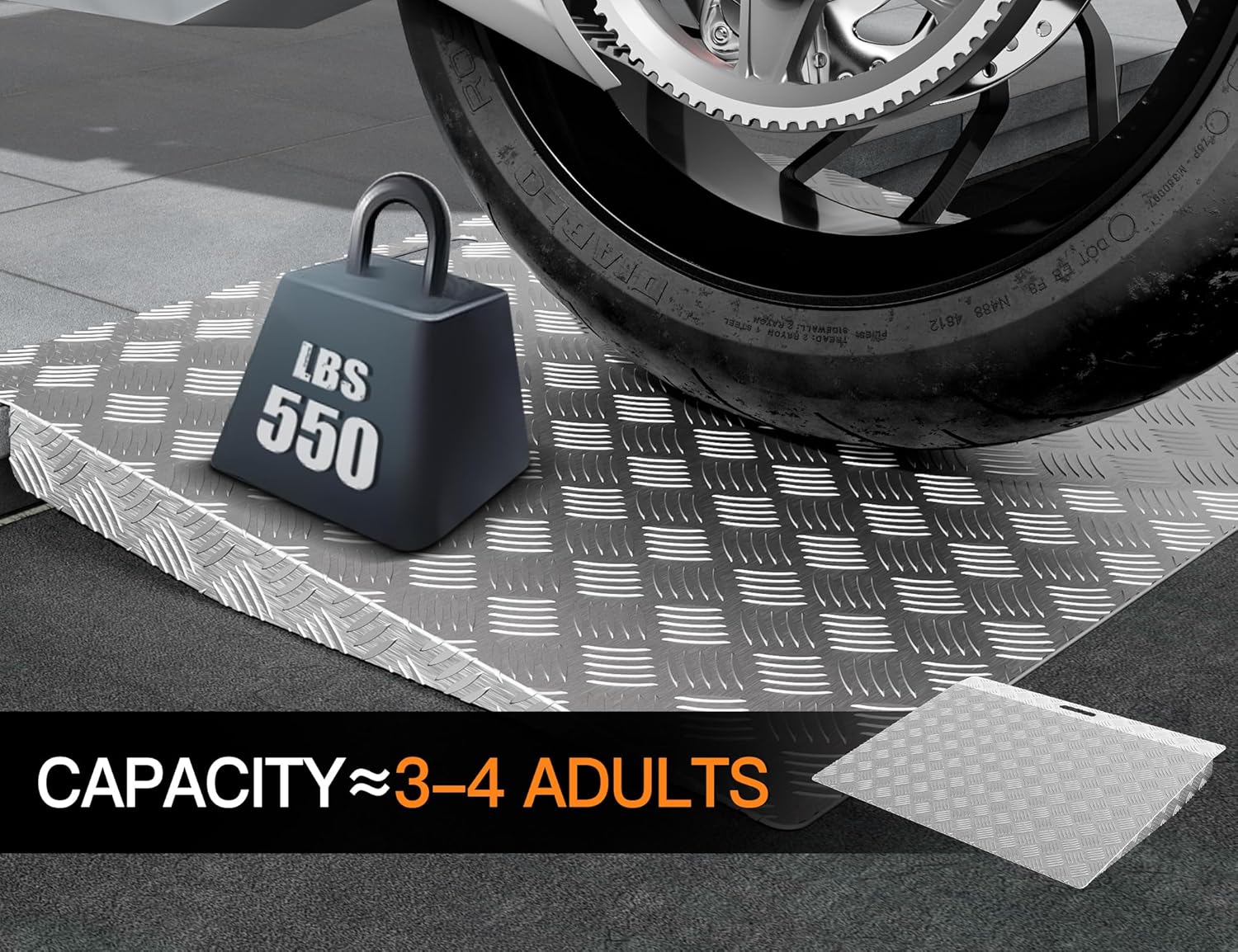 Aluminum Threshold Ramp for Doorways, Portable Non-Slip Wheelchair Access Ramp

