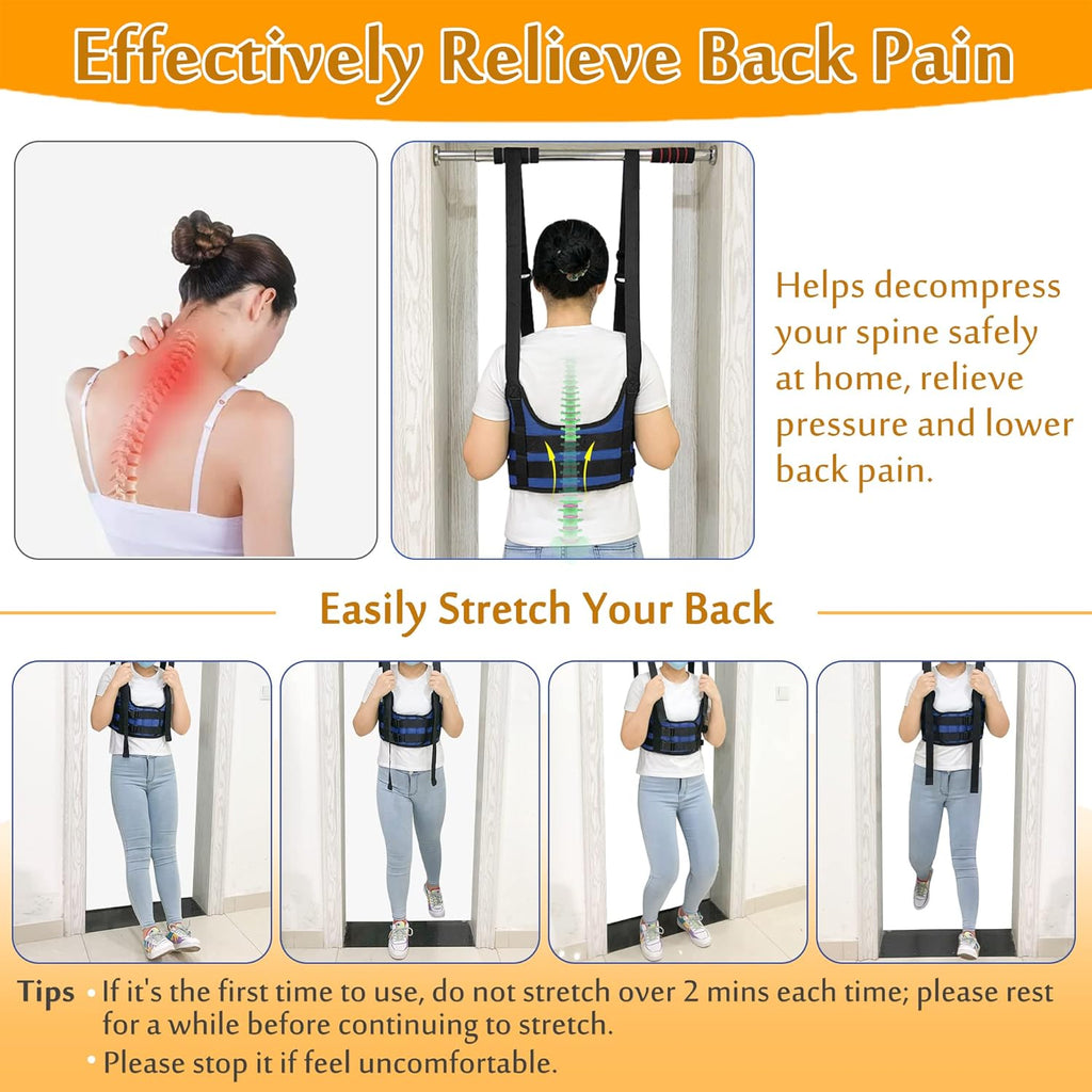 Back Stretcher Lumbar Traction Belt Spine Decompression Harness Portable Stretching Device

