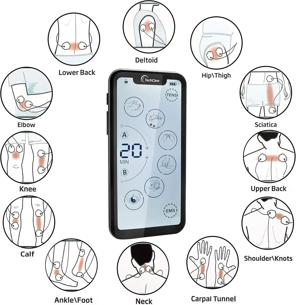 Tehcare Touch X TENS EMS Muscle Stimulator, Dual Channel, Touchscreen, Rechargeable

