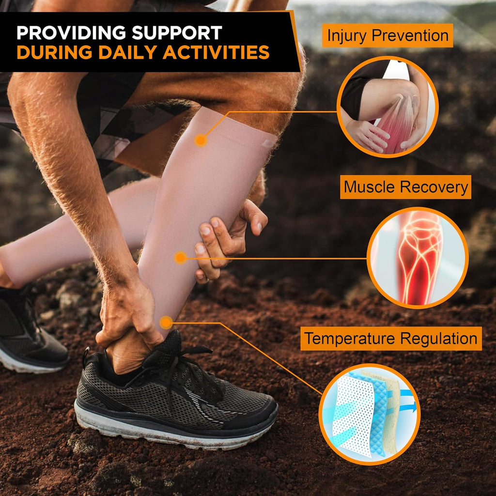 Doc Miller Compression Calf Sleeve, 15-20mmHg Graduated Support, Knee High, Pair


