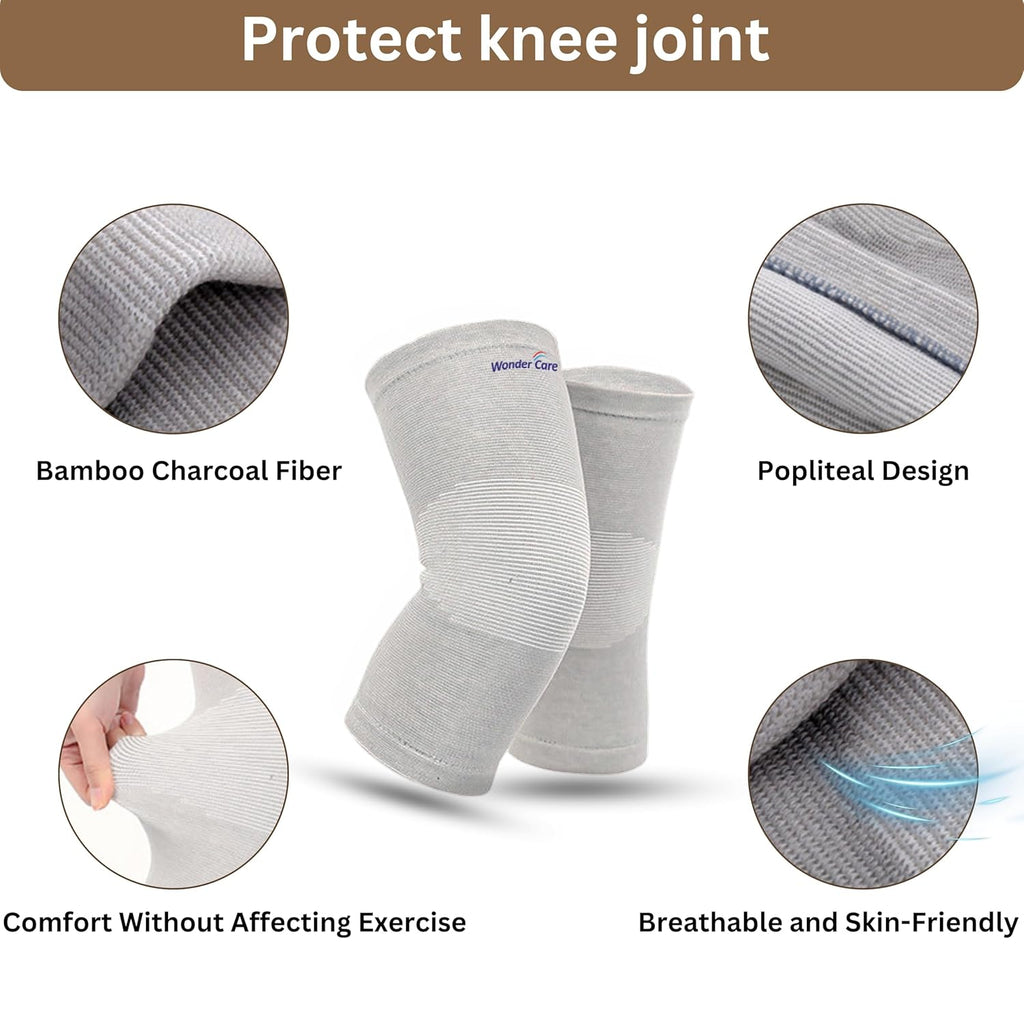 Wonder Care 2-Pack Bamboo Knee Compression Sleeve for Men and Women

