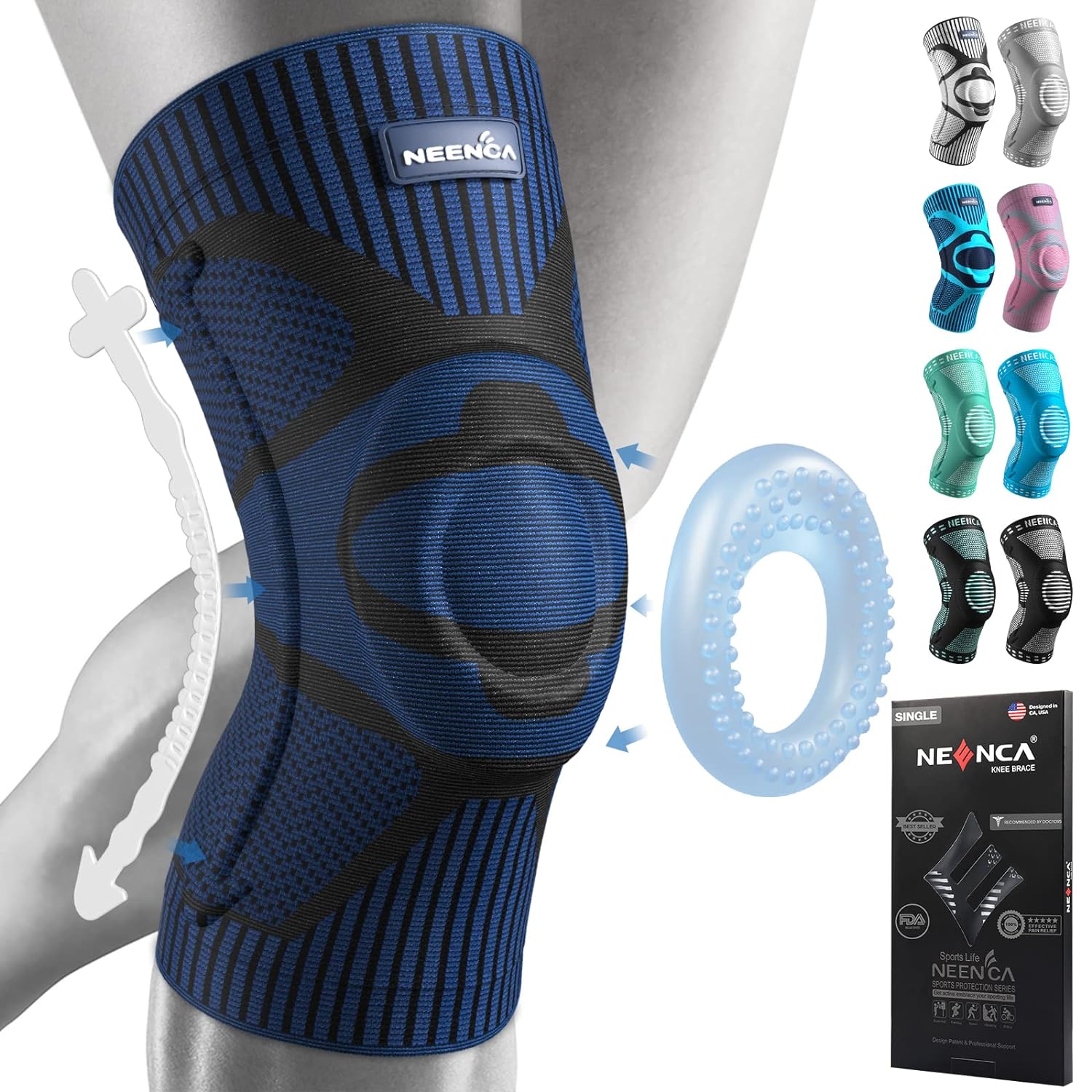 NEENCA Patella Gel Knee Brace with Side Stabilizers, Compression Support Sleeve

