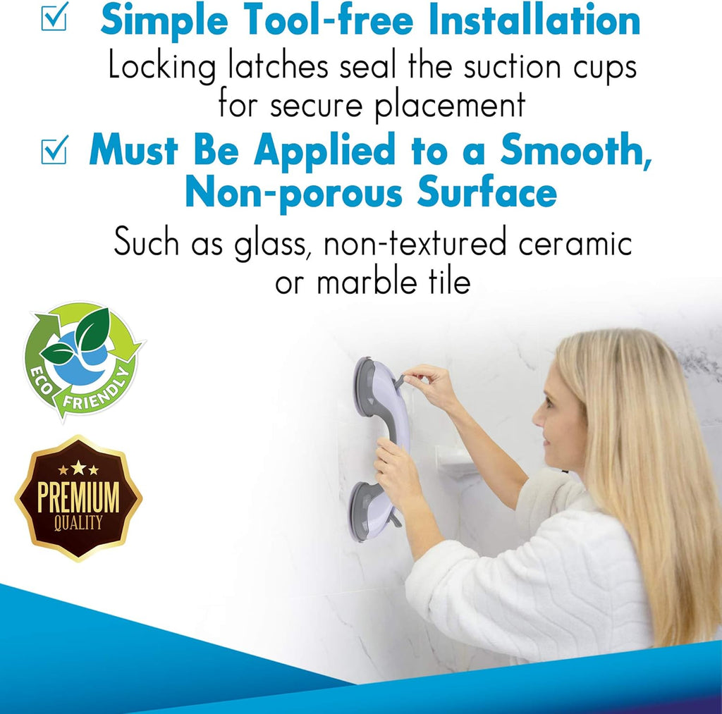 Grab Bars for Bathtubs and Showers Suction Handle Heavy Duty Removable

