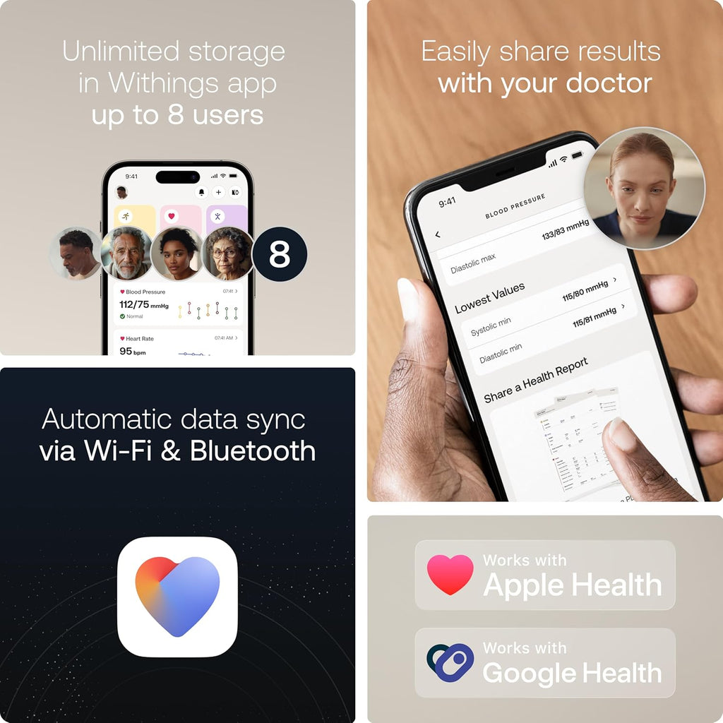 Withings BPM Vision Smart Arm Blood Pressure Monitor, FDA-Cleared, Wi-Fi/Bluetooth

