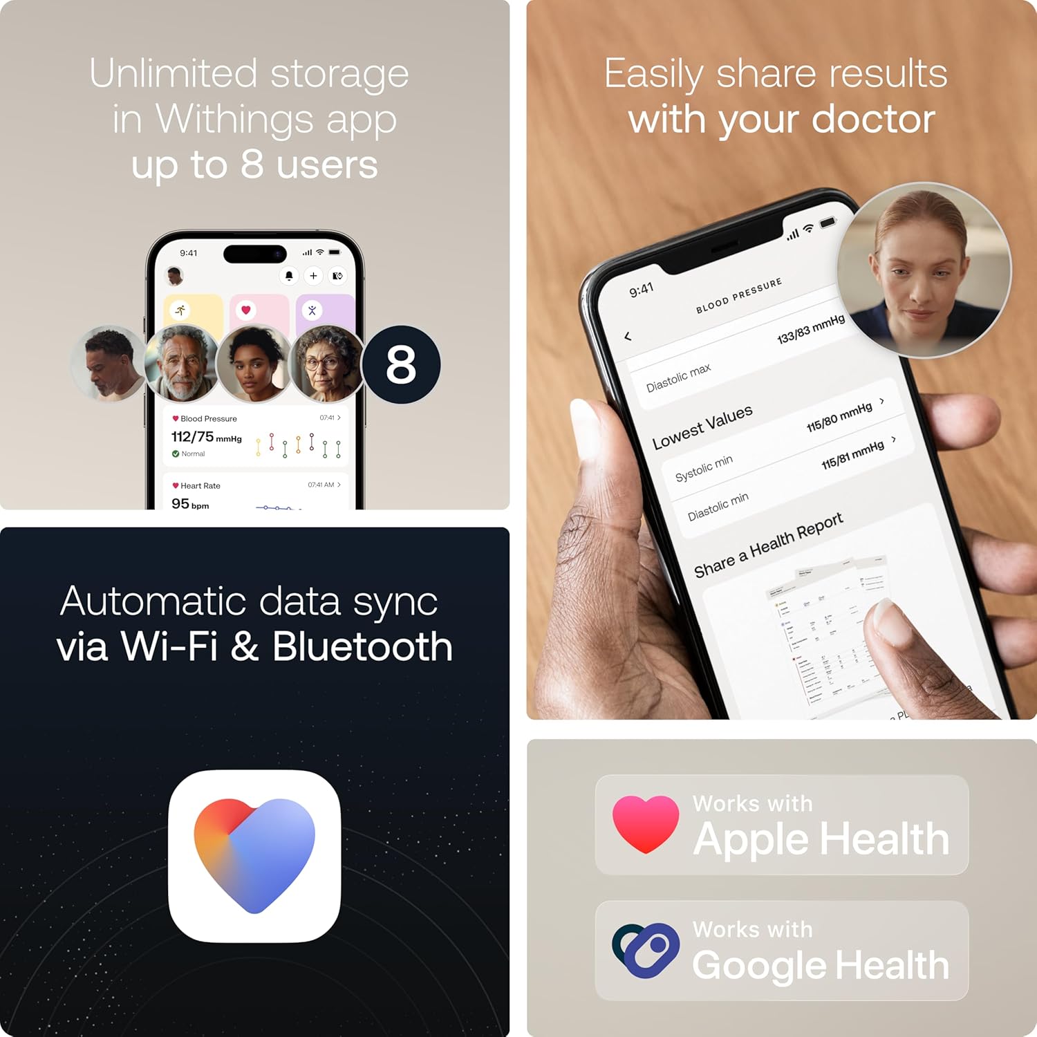 Withings BPM Vision Smart Arm Blood Pressure Monitor, FDA-Cleared, Wi-Fi/Bluetooth

