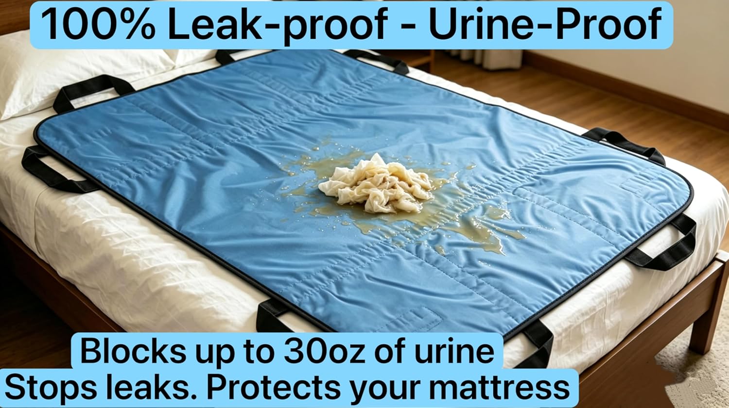 Positioning Bed Pad with Handles Waterproof Washable Reusable Transfer Sheet


