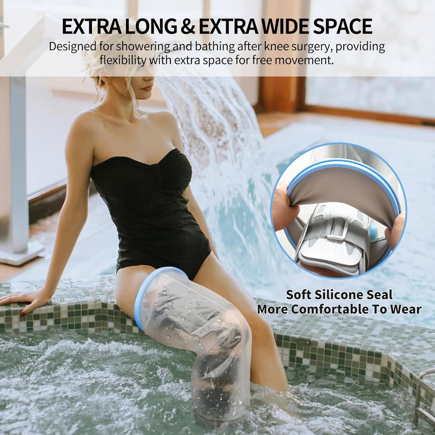 KT2105-EL Waterproof Full Leg Cast Protector for Shower, Leg Cast Cover

