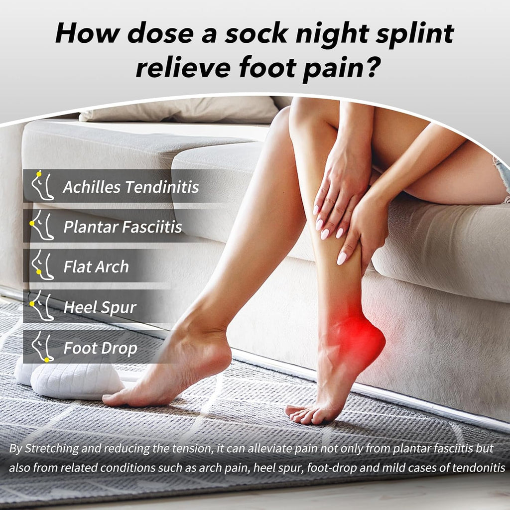 Plantar Fasciitis Night Splint Sock with Massage Ball for Heel Pain Relief


