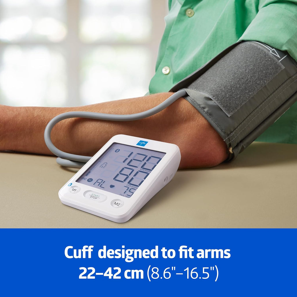 Medline Bluetooth Digital Upper Arm Blood Pressure Monitor with App and LCD Display

