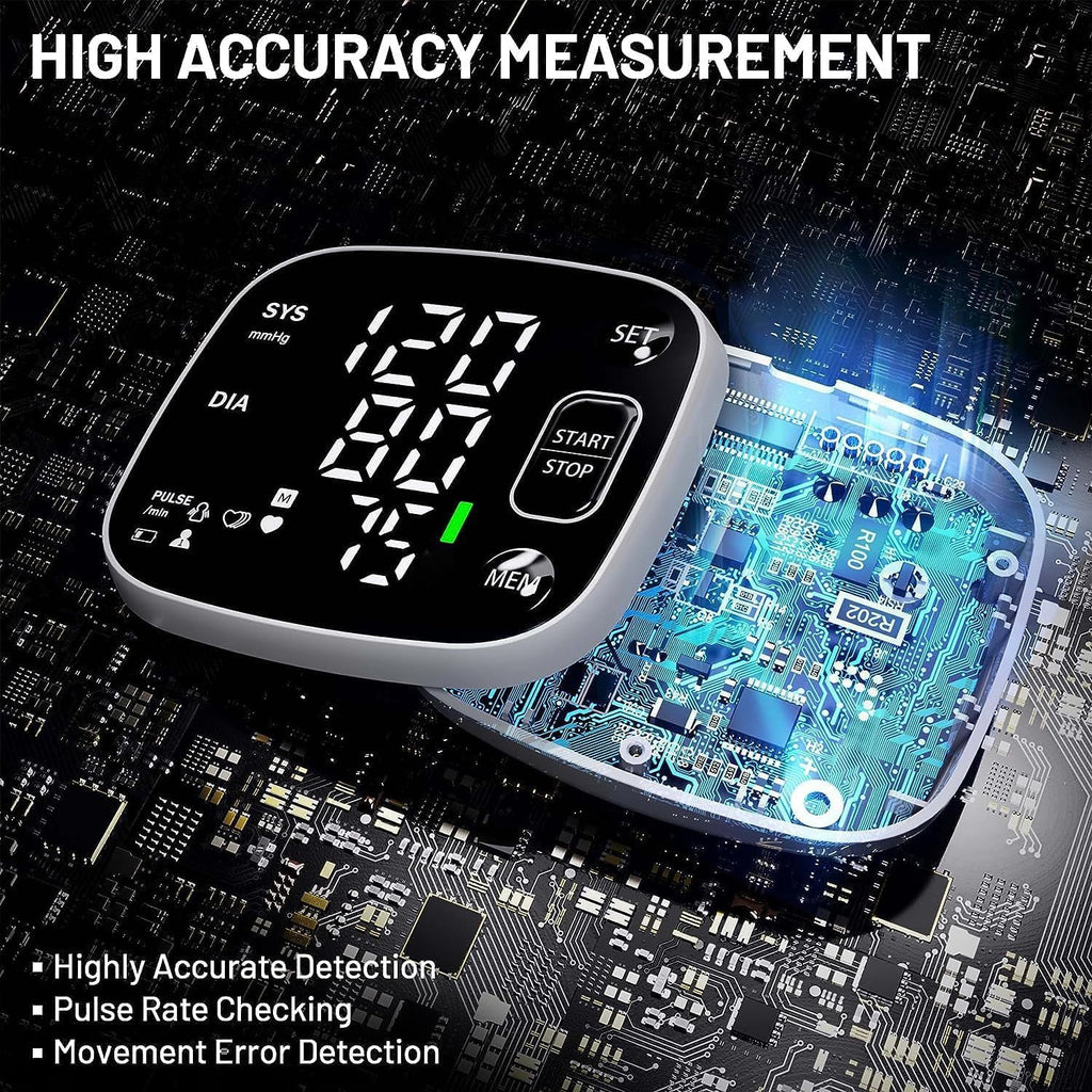 Oklar Rechargeable Wrist Cuff Blood Pressure Monitor, Dual User, LED, Voice, 240


