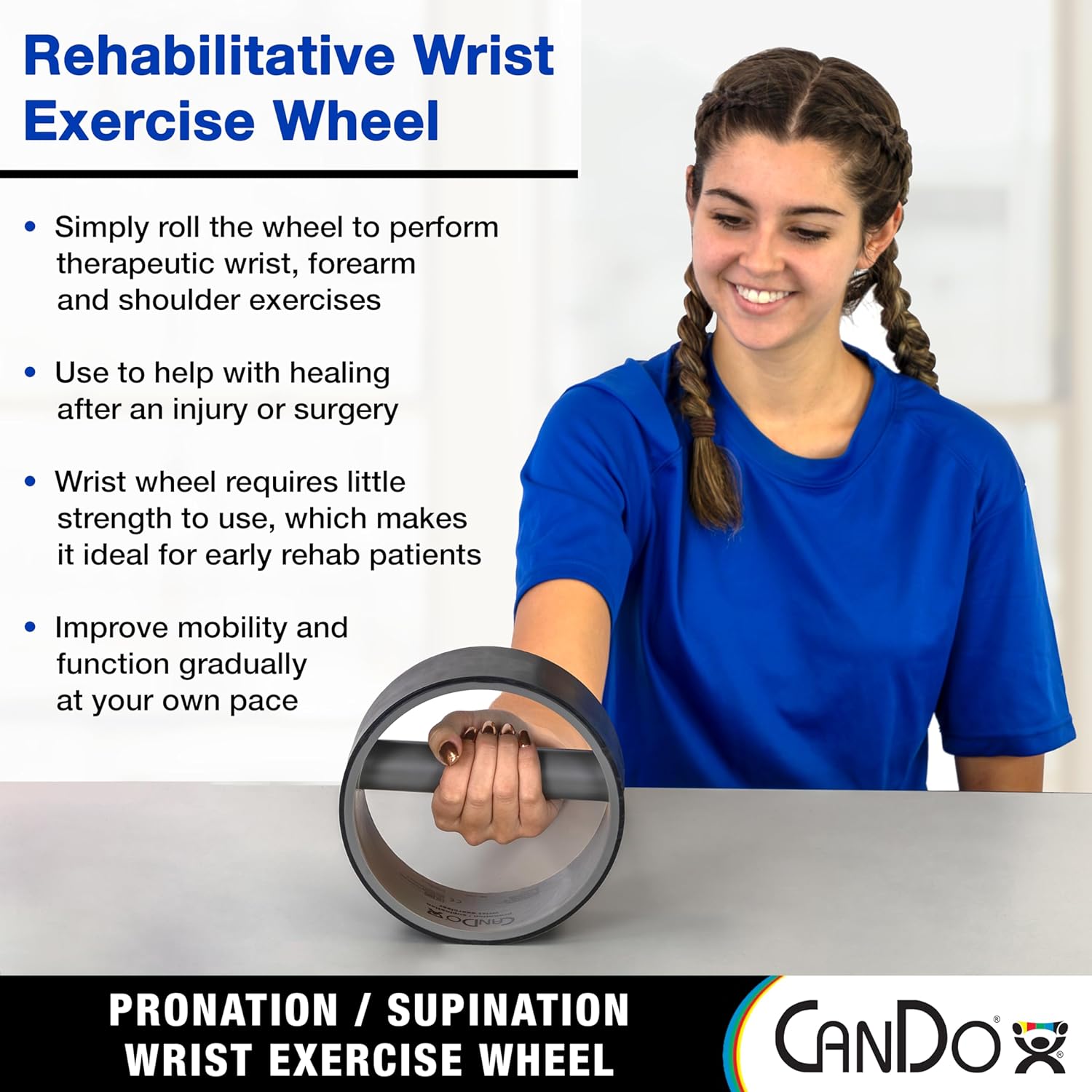 CanDo Pronation Supination Wrist Exercise Wheel for Forearm Rehab

