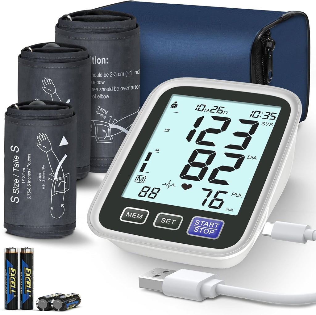 AQESO Upper Arm Blood Pressure Monitor, Automatic Digital BP Kit with 3 Cuffs


