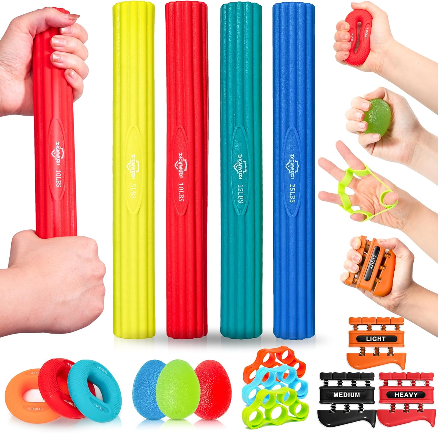 DICYWUDI Flex Therapy Bar Grip Strength Trainer for Wrist and Forearm Pain

