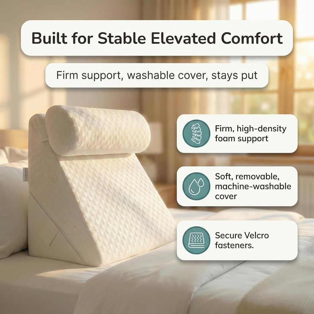 Flexicomfort Wedge Pillow Set for After Surgery, Adjustable Head Support Memory Foam

