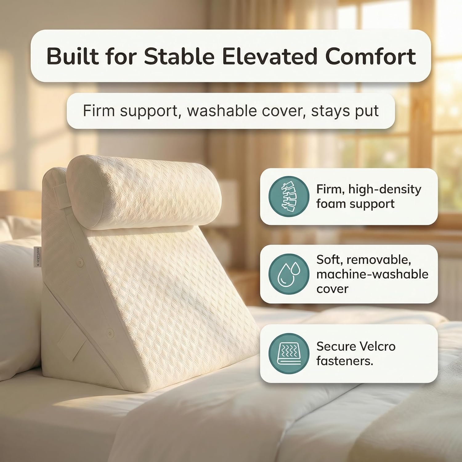 Flexicomfort Wedge Pillow Set for After Surgery, Adjustable Head Support Memory Foam

