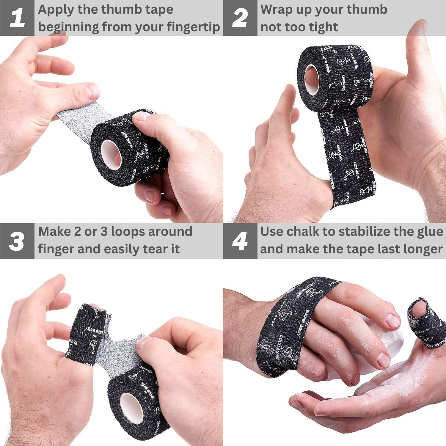 WARM BODY COLD MIND 1.85 in Hook Grip Thumb Tape for Weightlifting

