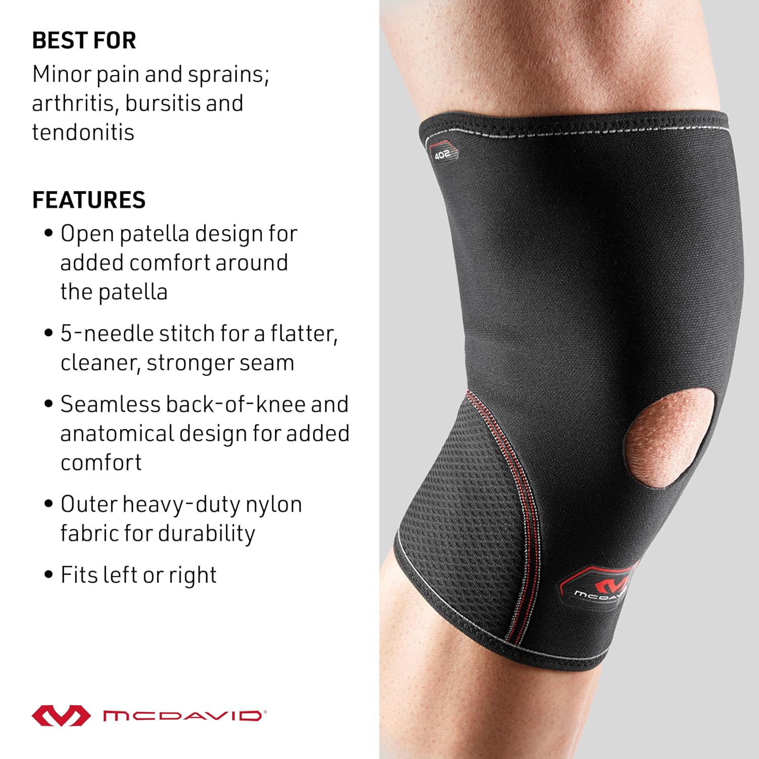McDavid 402 Knee Compression Support Sleeve, Black

