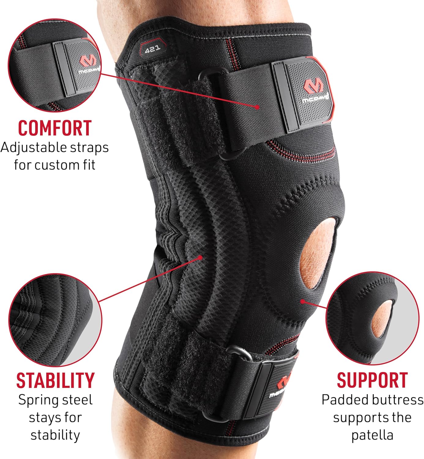 McDavid Knee Brace with Compression for Knee Support and Patella Tendon Stability

