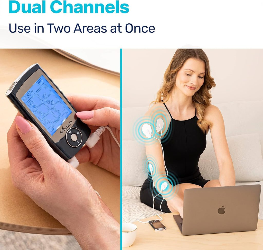 MEDVICE Dual Channel Rechargeable TENS Unit Muscle Stimulator Electric Massager

