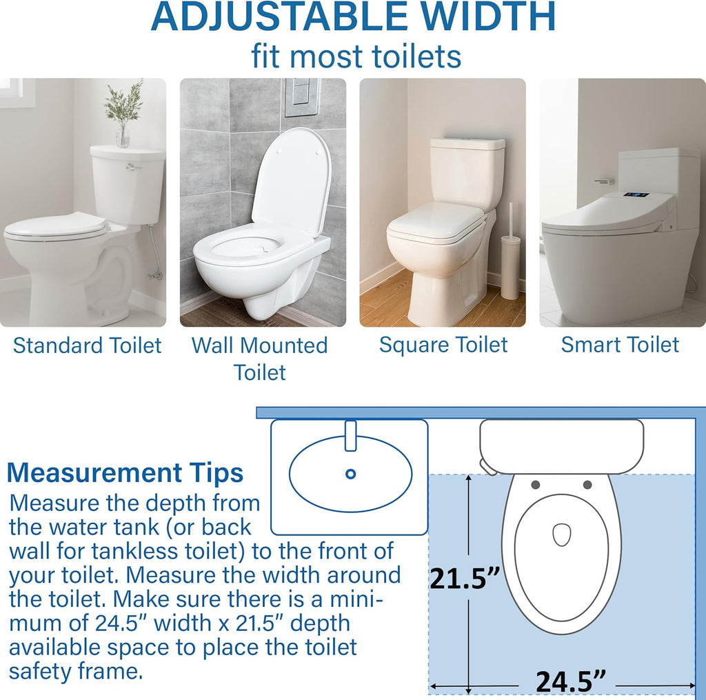 Vaunn Medical Toilet Safety Rail, Foldable Free-Standing Toilet Grab Bar, 300 lb

