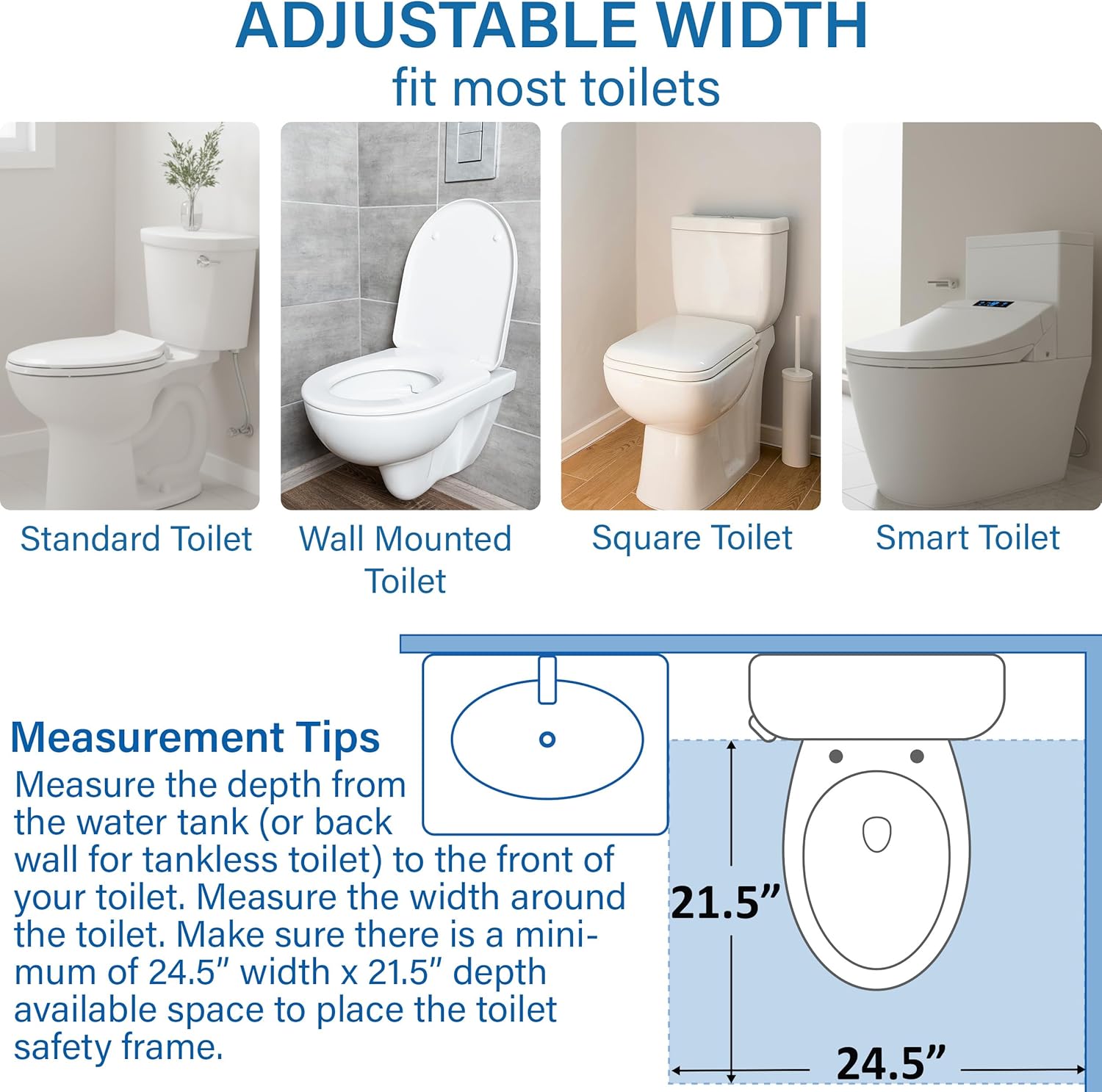Vaunn Medical Toilet Safety Rail, Foldable Free-Standing Toilet Grab Bar, 300 lb

