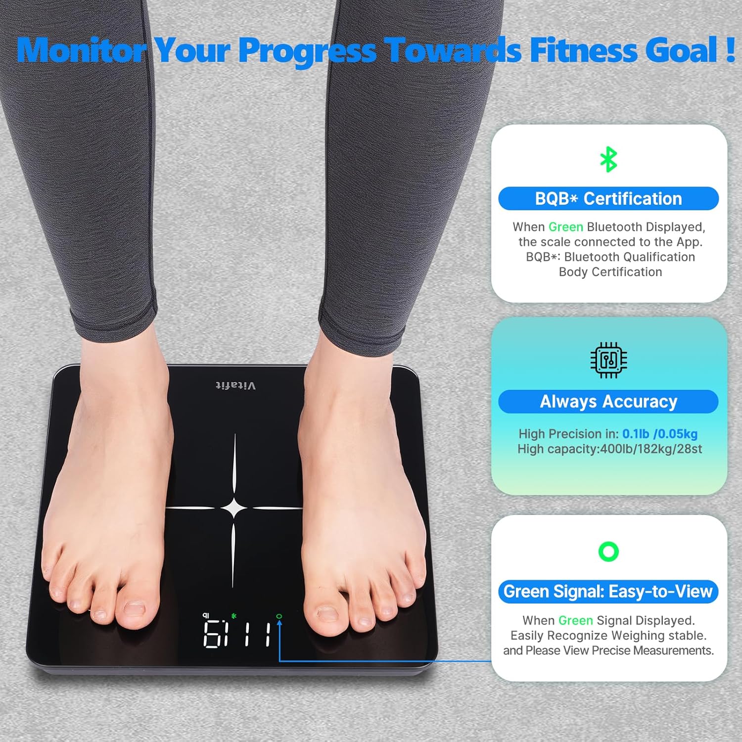 Vitafit Smart Body Composition Scale, 13 Measurements, BIA Fitness Weight Scale

