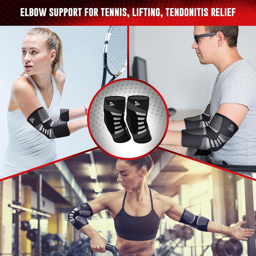 Nordic Lifting Elbow Compression Sleeves - Tendonitis & Golfers Elbow Brace, 1 Pair

