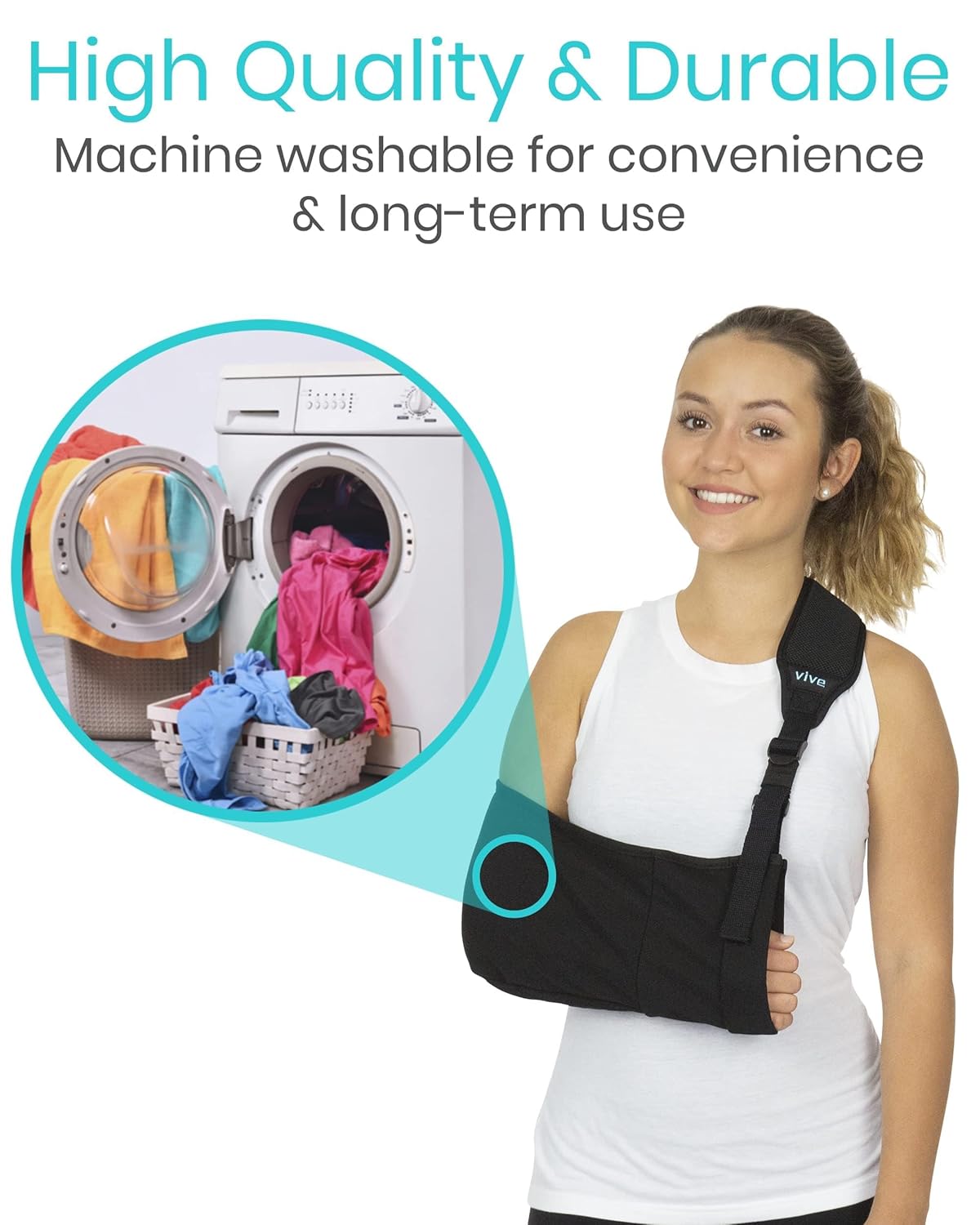 Vive Arm Sling Shoulder Immobilizer with Thumb Loop, Adjustable Padded Strap

