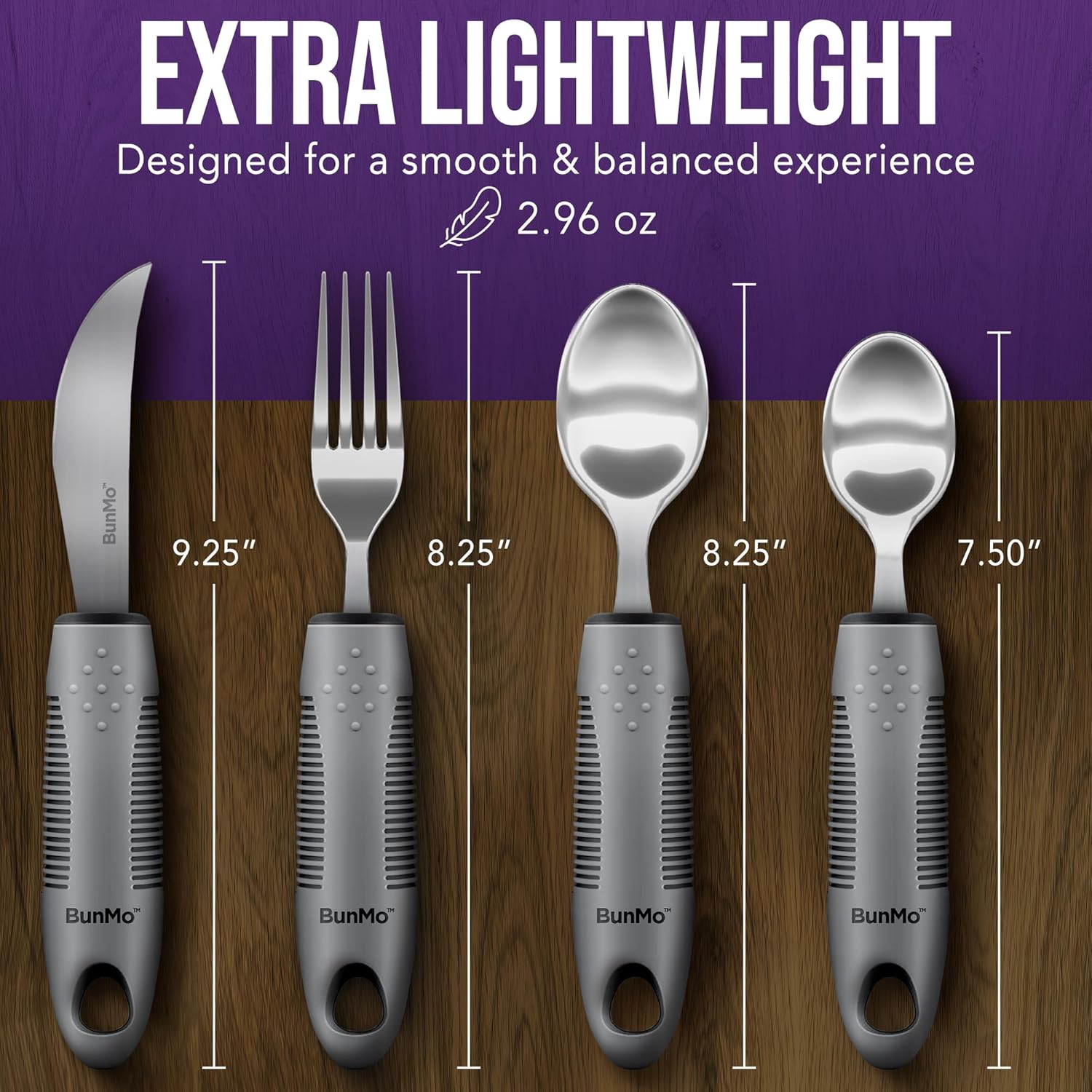 BUNMO Utensils for Elderly Tremors and Weak Hands, Foam Grip Cutlery Kit

