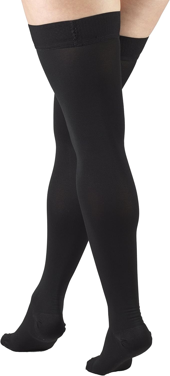 Truform 20-30 mmHg Compression Stockings, Thigh High Dot Top Closed Toe

