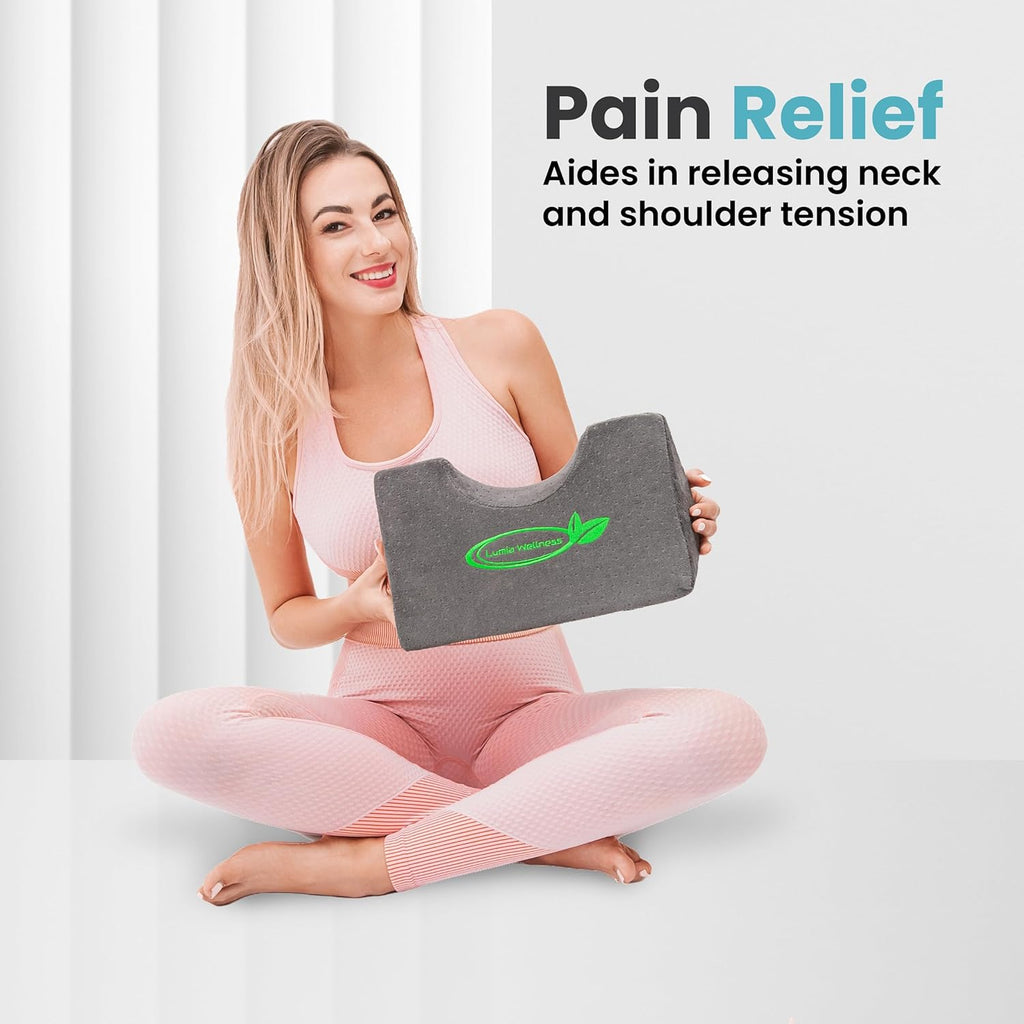 Lumia Wellness Cervical Wedge Pillow for Neck Stretching, Contoured Support

