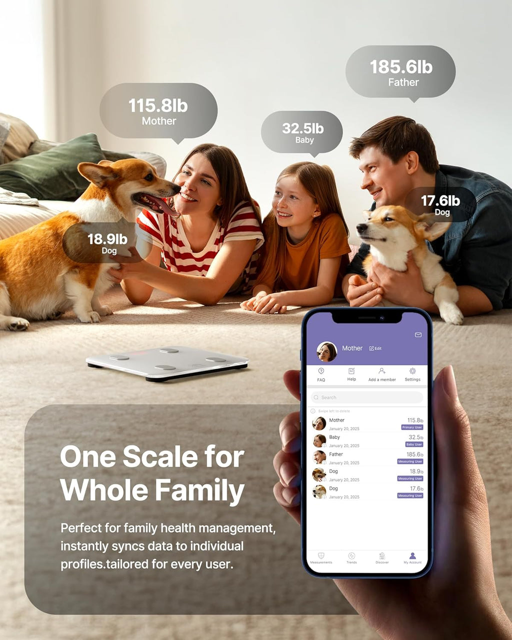 FITINDEX Smart Body Composition Scale with BMI, Body Fat, Muscle Mass for Bathroom

