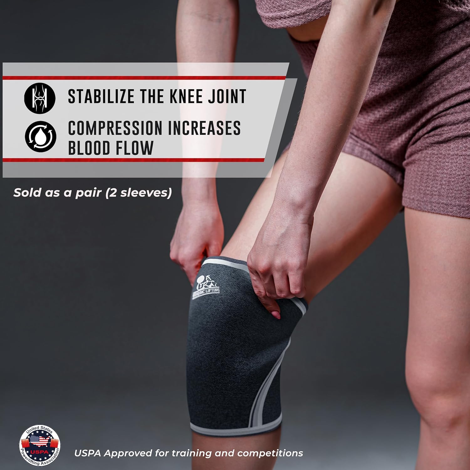 Nordic Lifting 7mm Knee Sleeves for Weightlifting & Powerlifting, USPA Approved

