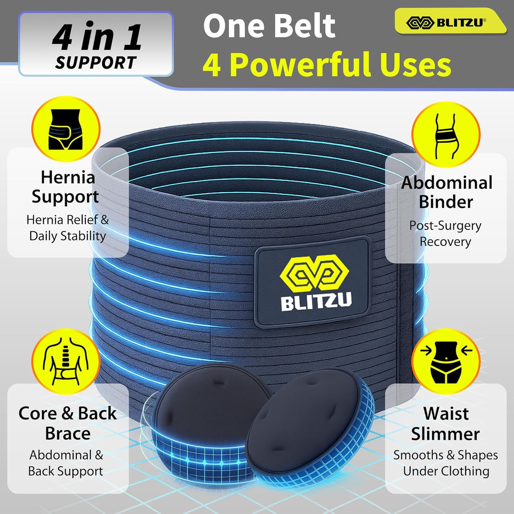 BLITZU Umbilical Hernia Belt for Men & Women, Adjustable Abdominal Binder Truss Support

