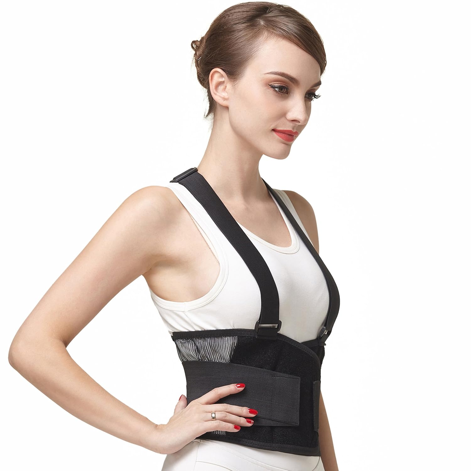 NeoTech Care Back Brace with Suspenders Shoulder Straps Lumbar Support Belt

