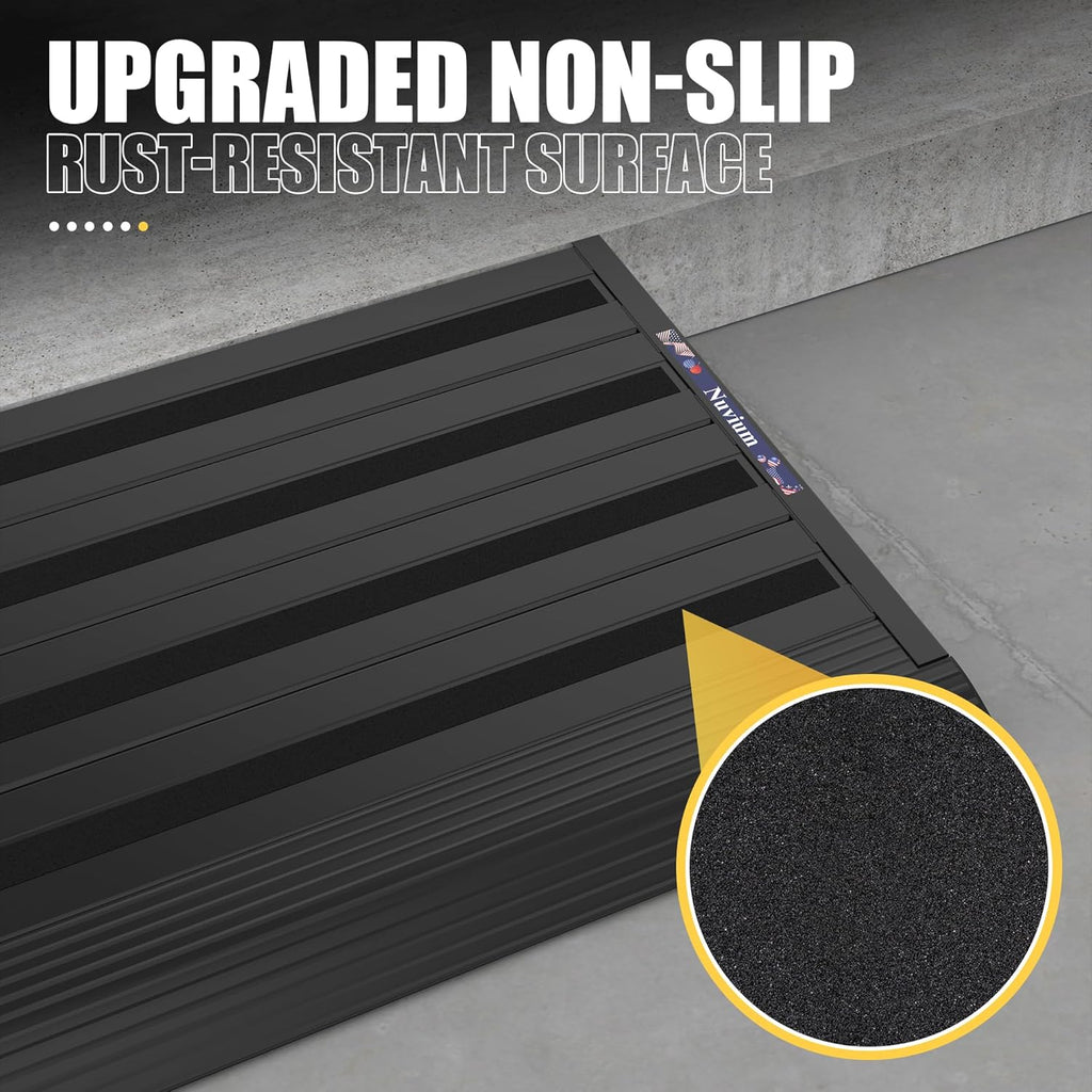 Threshold Ramp for Doorways Adjustable Height Aluminum Wheelchair Ramp, 1100 lb

