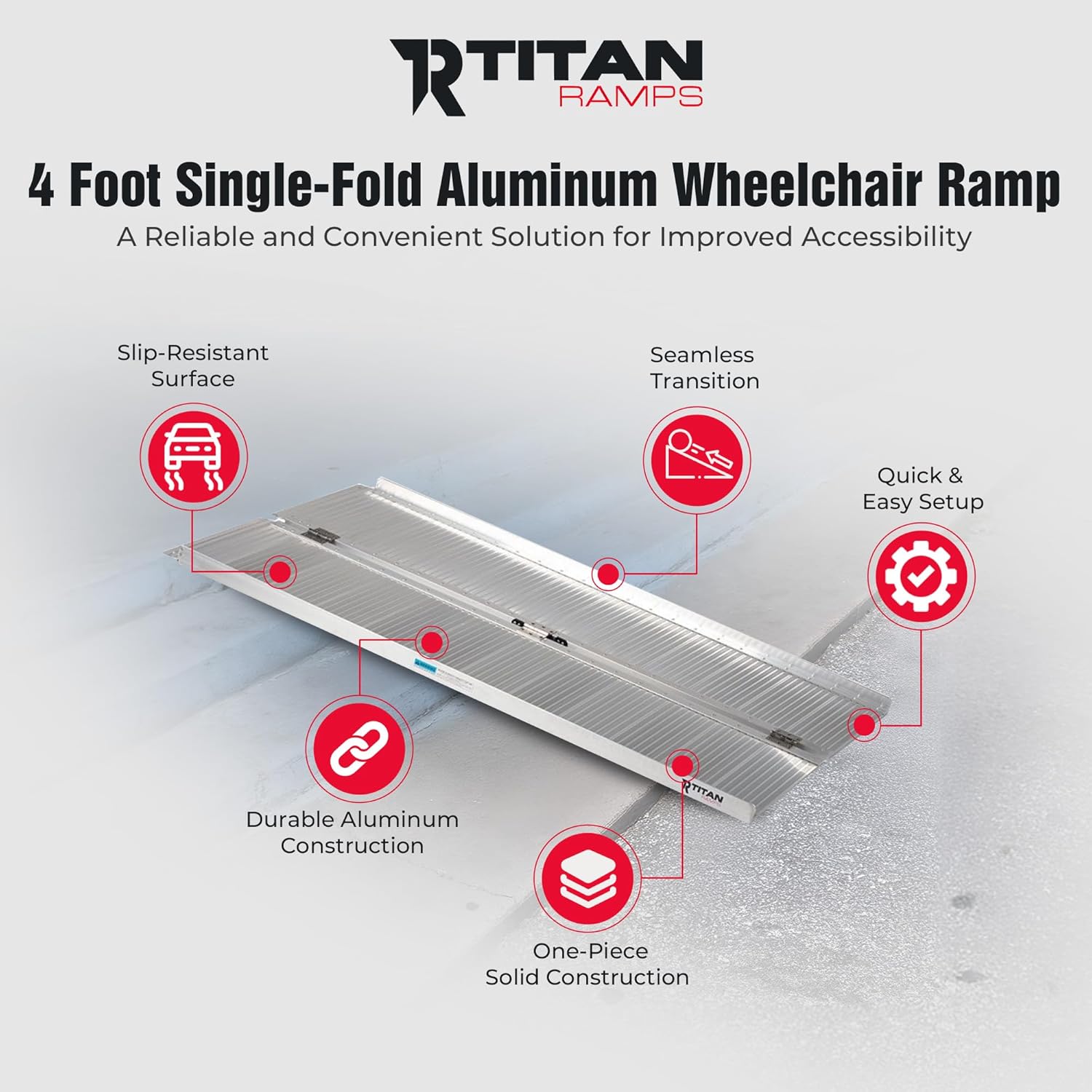 Titan Ramps Single-Fold Wheelchair Ramp, 600 lb Capacity

