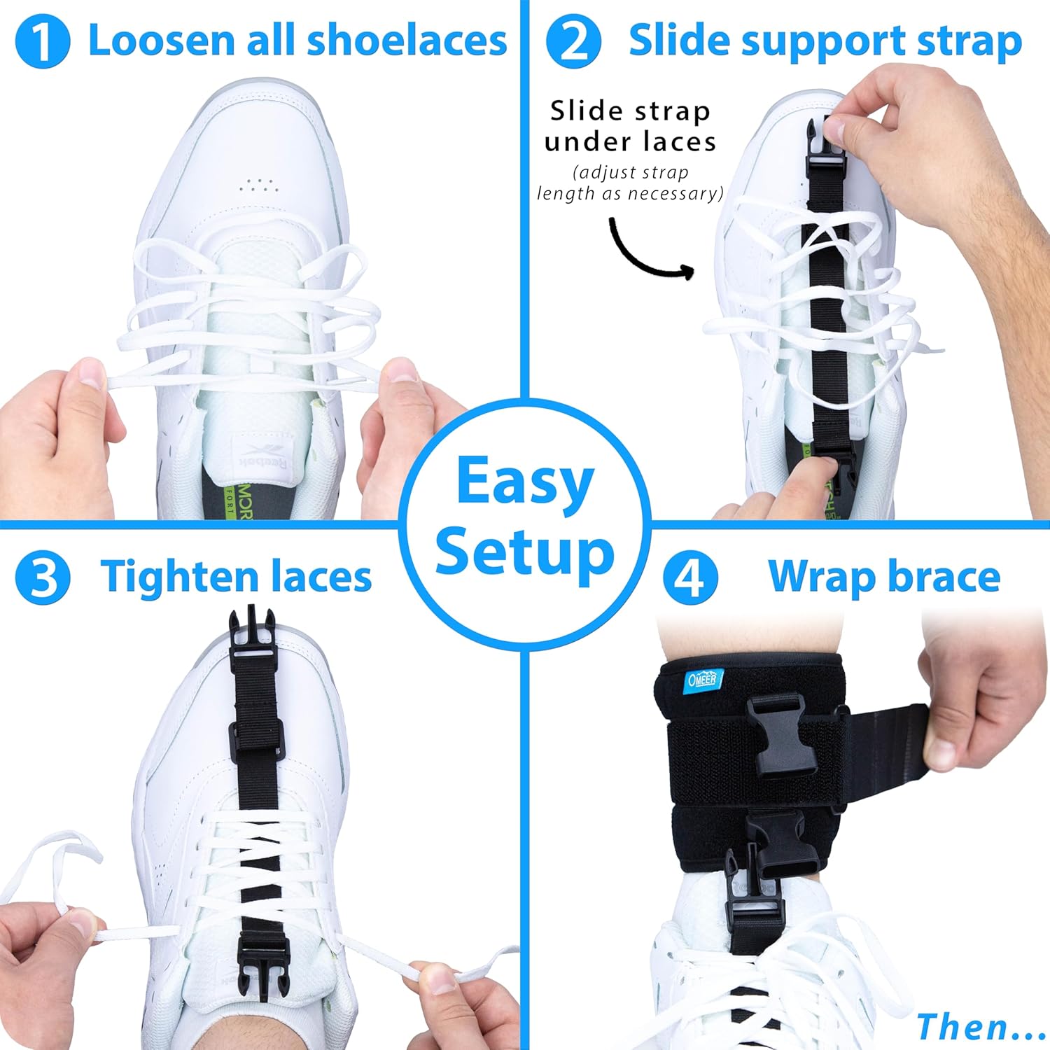 Omeer AFO Foot Drop Brace for Walking, Adjustable Ankle-Foot Orthosis

